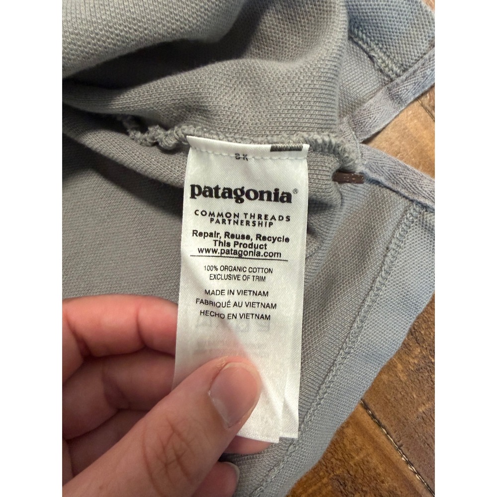 Patagonia Mens 3XL Organic Cotton Short Sleeve Polo Shirt Grey Fitz Roy Logo - Picture 10 of 10